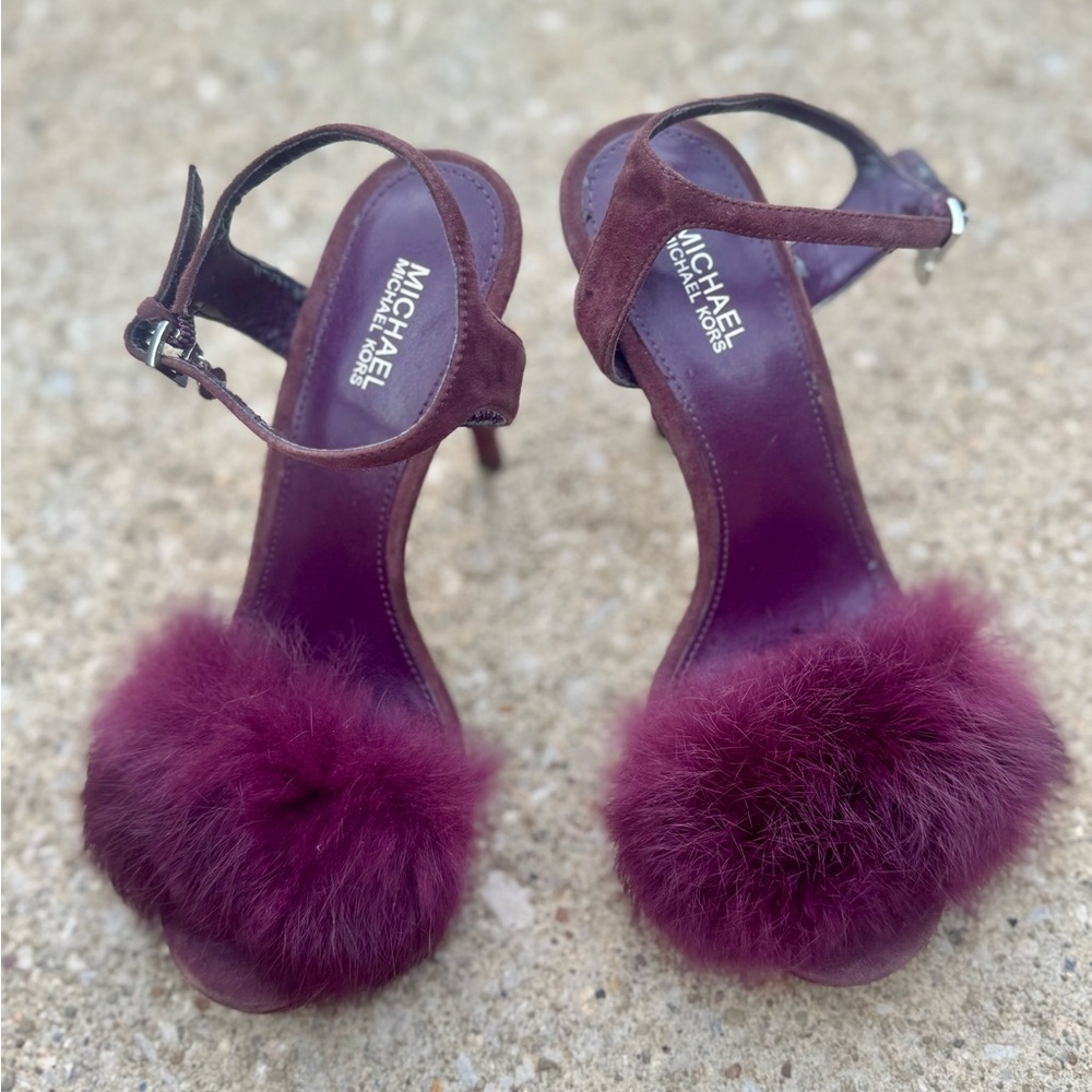 Michael Kors Burgundy Heels with Fluffy Detail - Picture 8 of 13